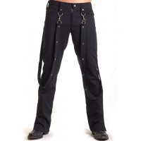 Black cotton bondage pants with zippers and studs